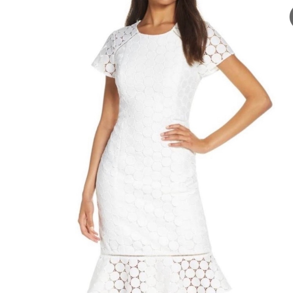 Lilly Pulitzer White Sheath Dress with Tiered Ruffles